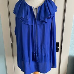 Kate Spade Blue Ruffled Tie Front Blouse